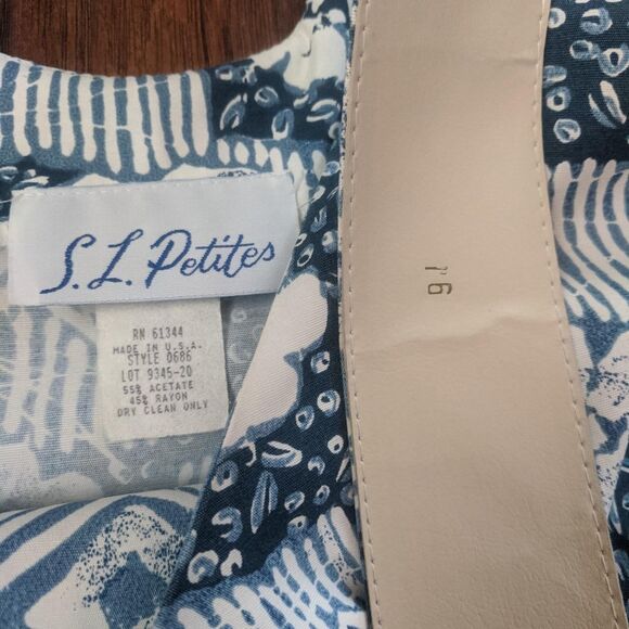 Vintage 80s Summer Print Romper White Blue Dress - Picture 6 of 6